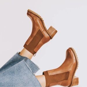 Seychelles Cognac Knit Leather Boots